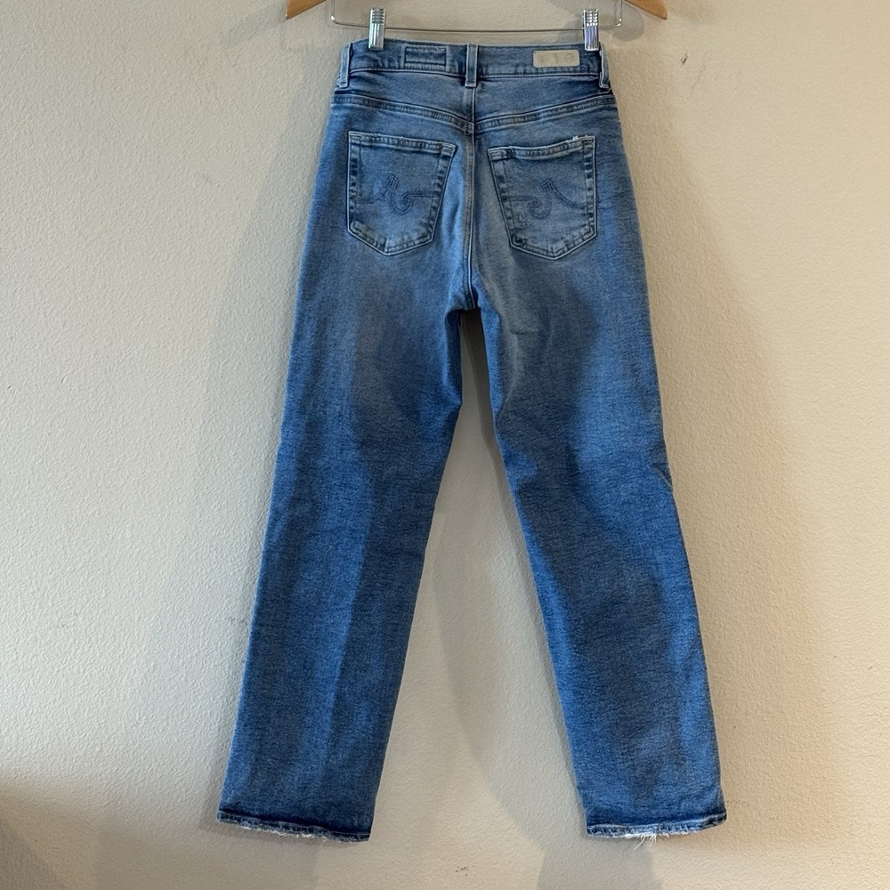 AG Brinley Mid Rise Straight Jeans 24 Japanese Fabric Raw Hem Denim - Picture 2 of 13